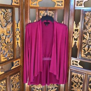 Raspberry Stretchy Drape Front Cardigan